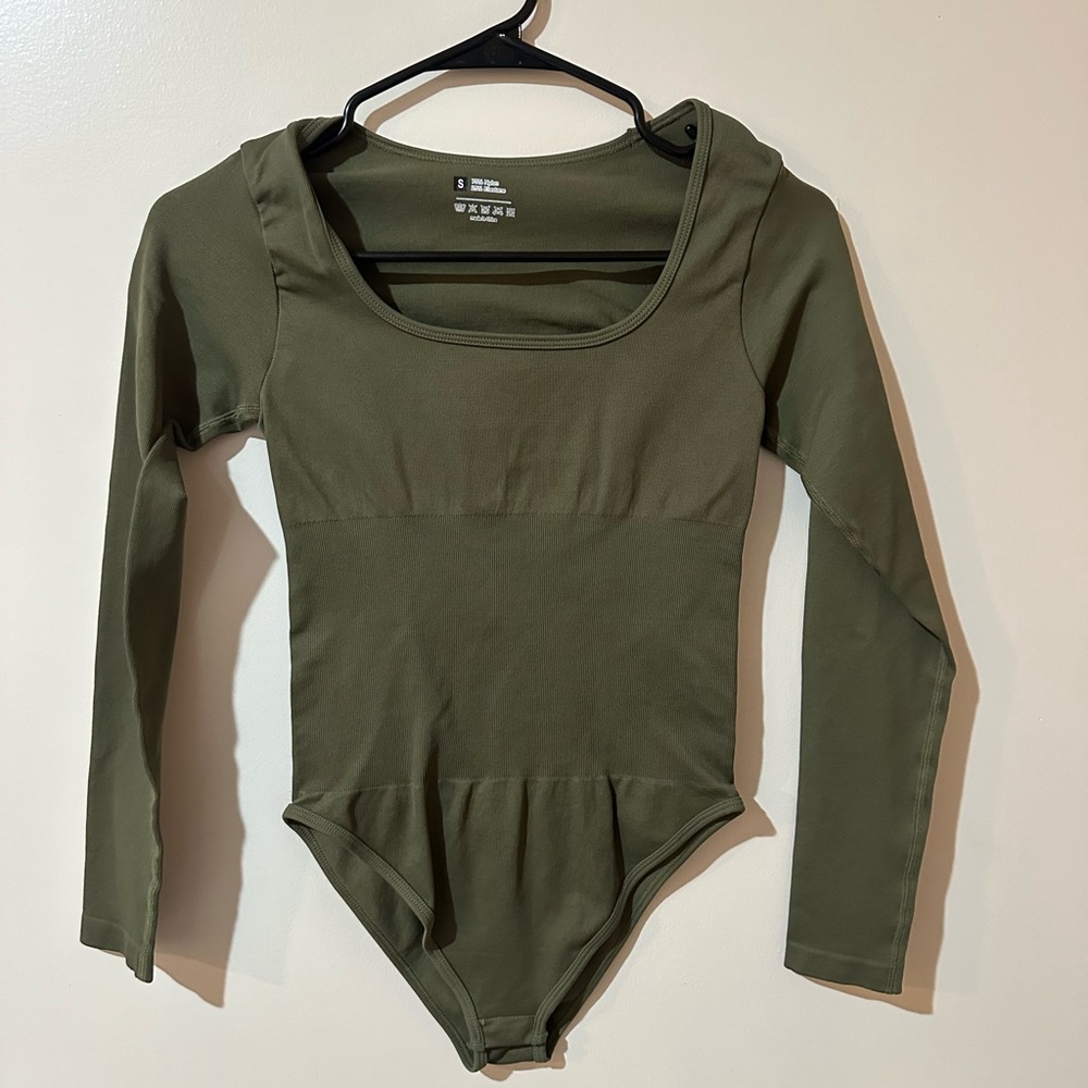 Dark green long sleeve body suit